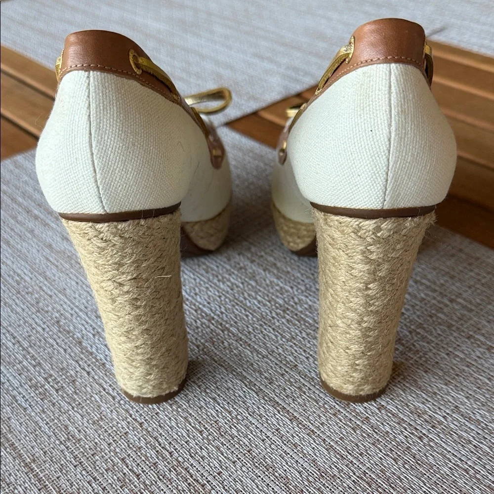 Sale - Sperry Tan and Cream Espadrille Shoes, size 7.5